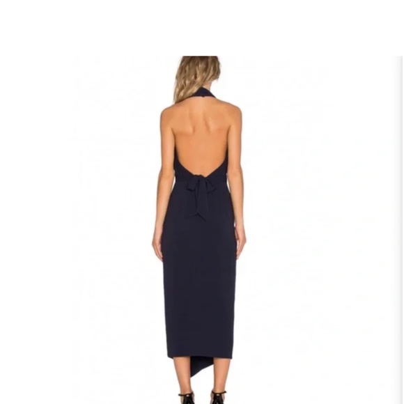 Misha Collection Lorena Plunge Halter Cocktail Dress In Navy Blue Size 0 - Picture 6 of 13